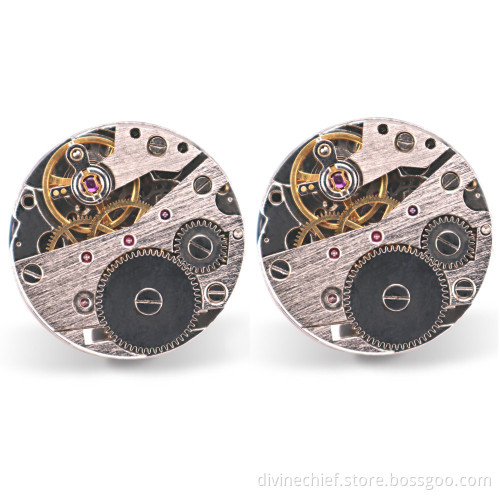 Hot Selling Watch Movement Cufflinks for Men, 316L Stainless Steel Movement Cufflinks WM-806